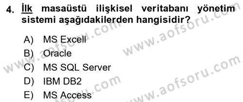 Veritabanı Sistemleri Dersi 2024 - 2025 Yılı (Final) Dönem Sonu Sınav Soruları 4. Soru