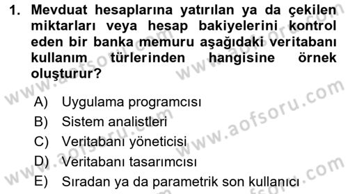 Veritabanı Sistemleri Dersi 2024 - 2025 Yılı Yaz Okulu Sınav Soruları 1. Soru