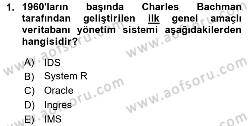 Veritabanı Sistemleri Dersi 2025 - 2026 Yılı (Vize) Ara Sınav Soruları 1. Soru