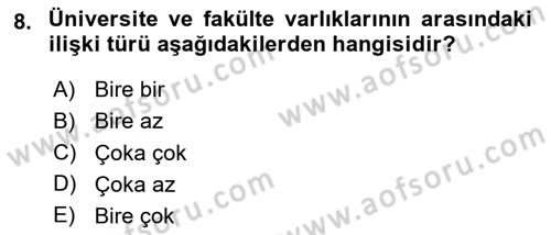 Veritabanı Sistemleri Dersi 2025 - 2026 Yılı (Vize) Ara Sınav Soruları 8. Soru