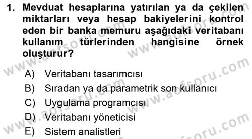 Veritabanı Sistemleri Dersi 2025 - 2026 Yılı Yaz Okulu Sınav Soruları 1. Soru