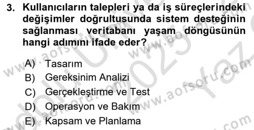 Veritabanı Sistemleri Dersi 2025 - 2026 Yılı Yaz Okulu Sınav Soruları 3. Soru