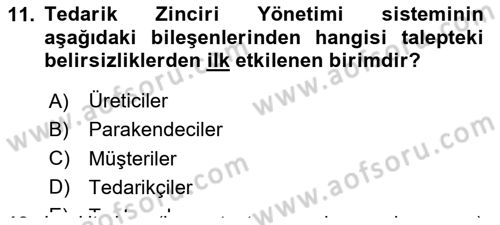 Bilişim Sistemleri Dersi 2019 - 2020 Yılı Yaz Okulu Sınav Soruları 11. Soru