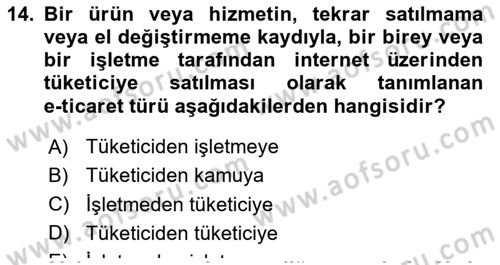 Bilişim Sistemleri Dersi 2019 - 2020 Yılı Yaz Okulu Sınav Soruları 14. Soru