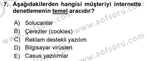 Bilişim Sistemleri Dersi 2019 - 2020 Yılı Yaz Okulu Sınav Soruları 7. Soru
