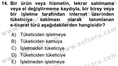Bilişim Sistemleri Dersi 2020 - 2021 Yılı Yaz Okulu Sınav Soruları 14. Soru