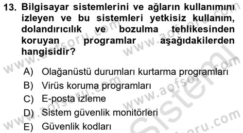 Bilişim Sistemleri Dersi Ara Sınavı Deneme Sınav Soruları 13. Soru