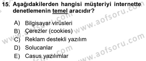 Bilişim Sistemleri Dersi Ara Sınavı Deneme Sınav Soruları 15. Soru