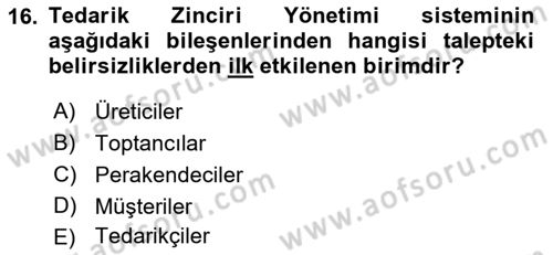 Bilişim Sistemleri Dersi Ara Sınavı Deneme Sınav Soruları 16. Soru