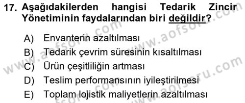 Bilişim Sistemleri Dersi Ara Sınavı Deneme Sınav Soruları 17. Soru