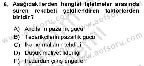 Bilişim Sistemleri Dersi Ara Sınavı Deneme Sınav Soruları 6. Soru