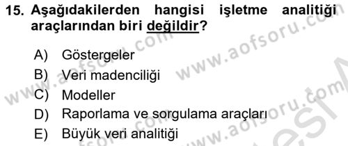 Bilişim Sistemleri Dersi 2021 - 2022 Yılı (Final) Dönem Sonu Sınav Soruları 15. Soru