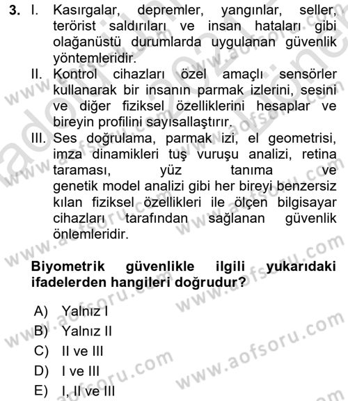 Bilişim Sistemleri Dersi 2021 - 2022 Yılı (Final) Dönem Sonu Sınav Soruları 3. Soru