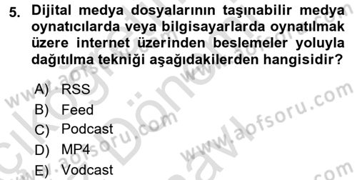Bilişim Sistemleri Dersi 2021 - 2022 Yılı (Final) Dönem Sonu Sınav Soruları 5. Soru