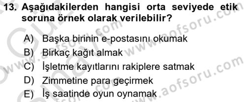 Bilişim Sistemleri Dersi Ara Sınavı Deneme Sınav Soruları 13. Soru