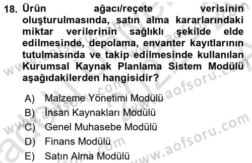 Bilişim Sistemleri Dersi Ara Sınavı Deneme Sınav Soruları 18. Soru