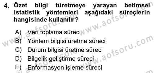 Bilişim Sistemleri Dersi Ara Sınavı Deneme Sınav Soruları 4. Soru