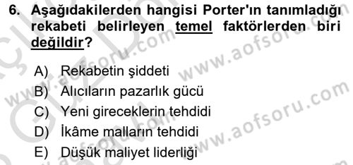 Bilişim Sistemleri Dersi Ara Sınavı Deneme Sınav Soruları 6. Soru