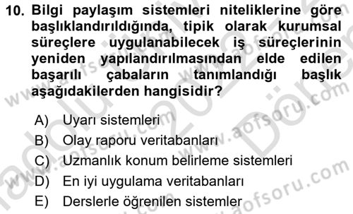 Bilişim Sistemleri Dersi 2022 - 2023 Yılı (Final) Dönem Sonu Sınav Soruları 10. Soru
