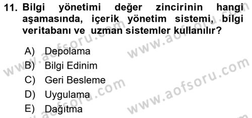 Bilişim Sistemleri Dersi 2022 - 2023 Yılı (Final) Dönem Sonu Sınav Soruları 11. Soru