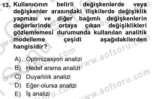 Bilişim Sistemleri Dersi 2022 - 2023 Yılı (Final) Dönem Sonu Sınav Soruları 13. Soru