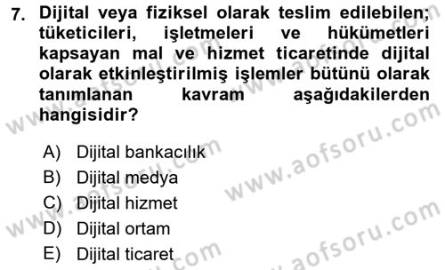 Bilişim Sistemleri Dersi 2022 - 2023 Yılı (Final) Dönem Sonu Sınav Soruları 7. Soru