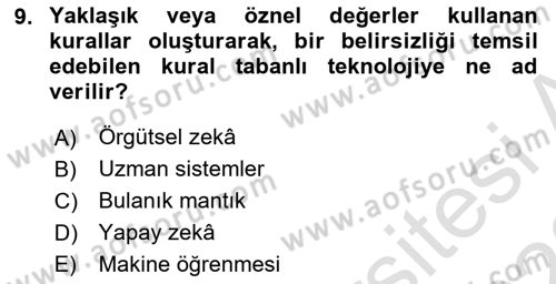 Bilişim Sistemleri Dersi 2022 - 2023 Yılı (Final) Dönem Sonu Sınav Soruları 9. Soru