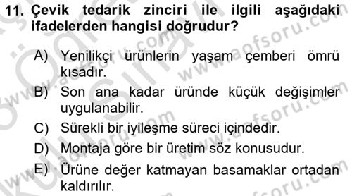 Bilişim Sistemleri Dersi 2022 - 2023 Yılı Yaz Okulu Sınav Soruları 11. Soru