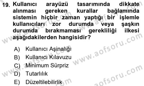 Bilişim Sistemleri Dersi 2022 - 2023 Yılı Yaz Okulu Sınav Soruları 19. Soru
