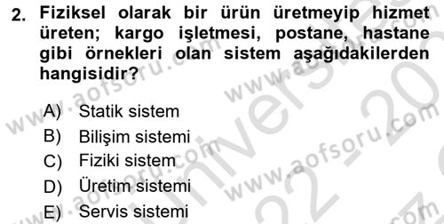 Bilişim Sistemleri Dersi 2022 - 2023 Yılı Yaz Okulu Sınav Soruları 2. Soru