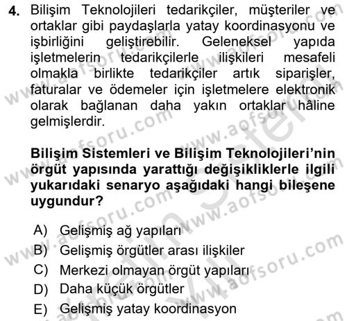 Bilişim Sistemleri Dersi 2022 - 2023 Yılı Yaz Okulu Sınav Soruları 4. Soru