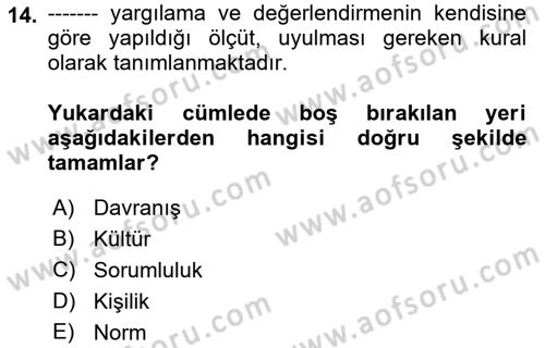 Bilişim Sistemleri Dersi Ara Sınavı Deneme Sınav Soruları 14. Soru