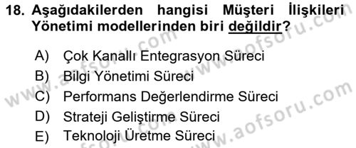 Bilişim Sistemleri Dersi Ara Sınavı Deneme Sınav Soruları 18. Soru