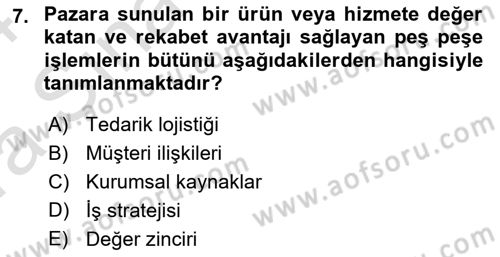 Bilişim Sistemleri Dersi Ara Sınavı Deneme Sınav Soruları 7. Soru