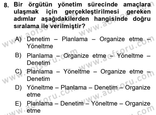 Bilişim Sistemleri Dersi Ara Sınavı Deneme Sınav Soruları 8. Soru