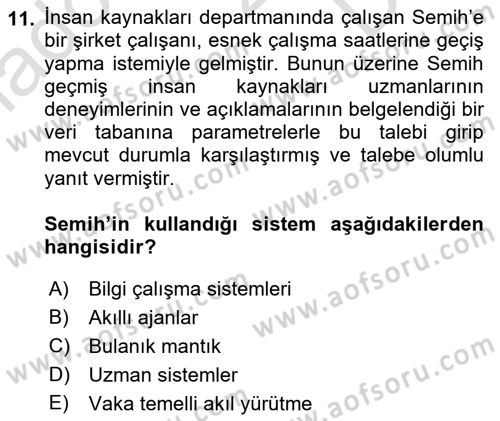 Bilişim Sistemleri Dersi 2023 - 2024 Yılı (Final) Dönem Sonu Sınav Soruları 11. Soru