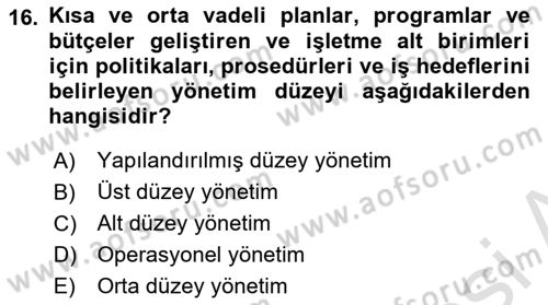 Bilişim Sistemleri Dersi 2023 - 2024 Yılı (Final) Dönem Sonu Sınav Soruları 16. Soru