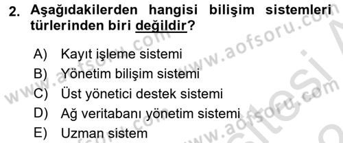 Bilişim Sistemleri Dersi 2023 - 2024 Yılı (Final) Dönem Sonu Sınav Soruları 2. Soru