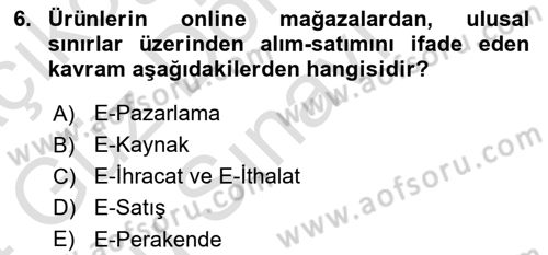Bilişim Sistemleri Dersi 2023 - 2024 Yılı (Final) Dönem Sonu Sınav Soruları 6. Soru