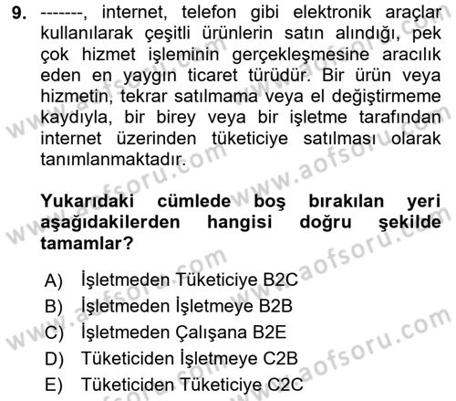 Bilişim Sistemleri Dersi 2023 - 2024 Yılı (Final) Dönem Sonu Sınav Soruları 9. Soru
