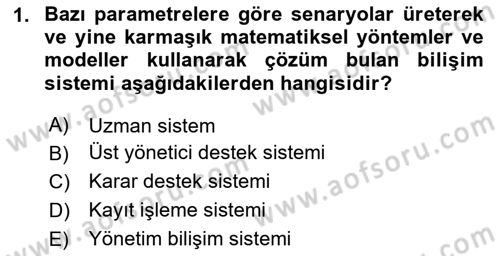 Bilişim Sistemleri Dersi 2023 - 2024 Yılı Yaz Okulu Sınav Soruları 1. Soru