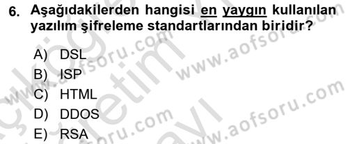 Bilişim Sistemleri Dersi 2023 - 2024 Yılı Yaz Okulu Sınav Soruları 6. Soru