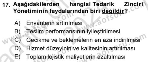 Bilişim Sistemleri Dersi 2024 - 2025 Yılı (Vize) Ara Sınavı 17. Soru