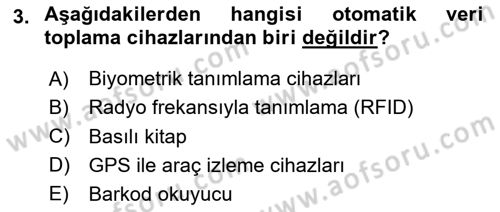 Bilişim Sistemleri Dersi 2024 - 2025 Yılı (Vize) Ara Sınavı 3. Soru