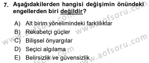 Bilişim Sistemleri Dersi 2024 - 2025 Yılı (Vize) Ara Sınavı 7. Soru