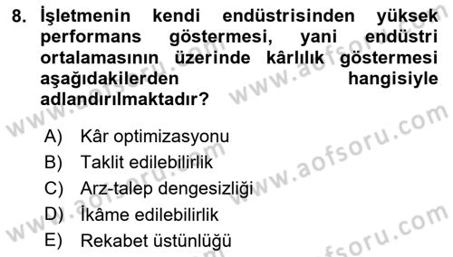 Bilişim Sistemleri Dersi 2024 - 2025 Yılı (Vize) Ara Sınavı 8. Soru