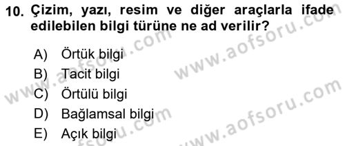 Bilişim Sistemleri Dersi 2024 - 2025 Yılı (Final) Dönem Sonu Sınav Soruları 10. Soru