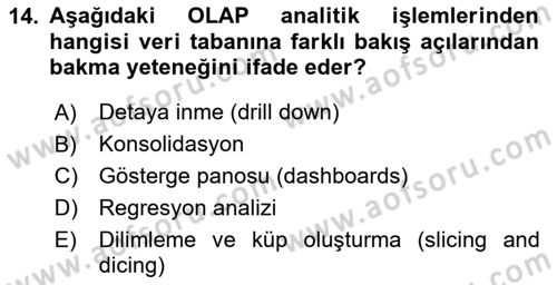 Bilişim Sistemleri Dersi 2024 - 2025 Yılı (Final) Dönem Sonu Sınav Soruları 14. Soru