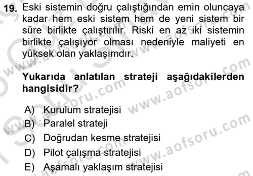 Bilişim Sistemleri Dersi 2024 - 2025 Yılı (Final) Dönem Sonu Sınav Soruları 19. Soru