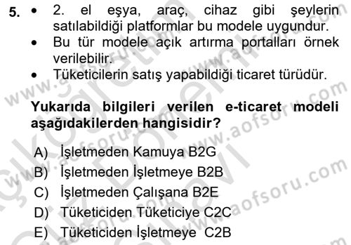 Bilişim Sistemleri Dersi 2024 - 2025 Yılı (Final) Dönem Sonu Sınav Soruları 5. Soru